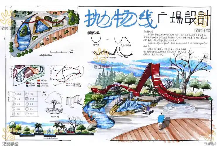 环境设计室外景观手绘原创广场快题