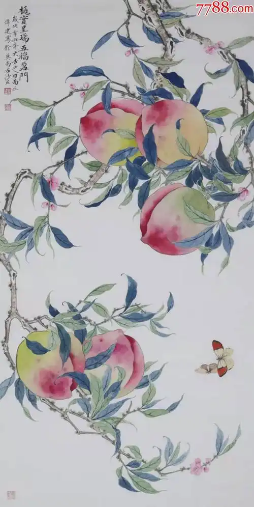 新颖许伟建◆小四尺寿桃定制-价格:1999元-au26790569-花鸟国画原作