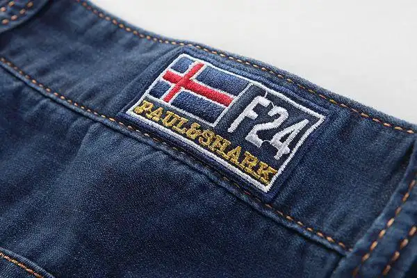 paul shark鲨鱼 2016夏季新款 刺绣logo男生短款牛仔裤