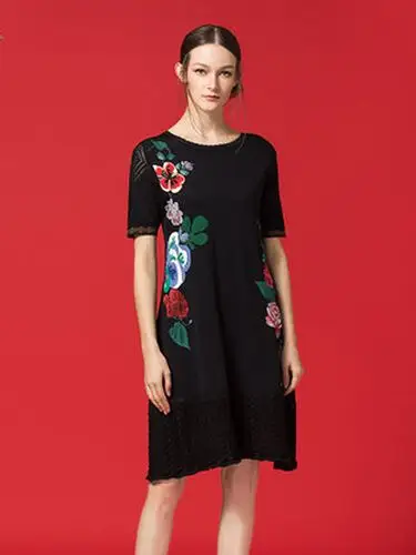 连衣裙大码显瘦七分袖文艺短裙_792966_邓皓_女装_深圳市邓皓时尚服饰