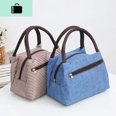 新款多拉链防水牛津布女包休闲手提包妈咪出行小布包饭盒袋便当包new