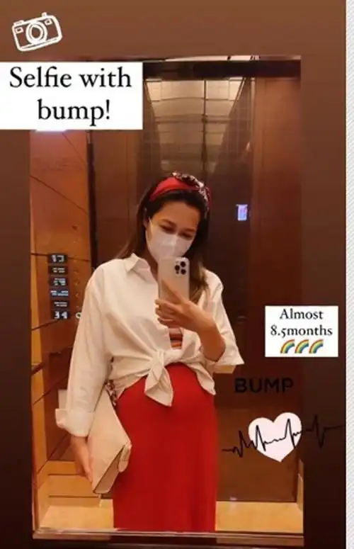 tvb小花临盆在即开心晒大孕肚与从商的圈中好友吃饭交流妈妈经