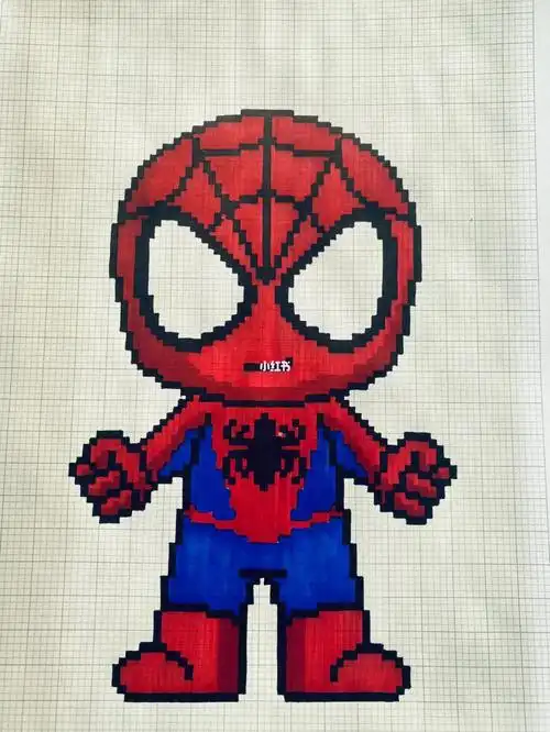像素画  #格子画  #网格画  #像素画临摹  #临摹  #蜘蛛侠  #可爱