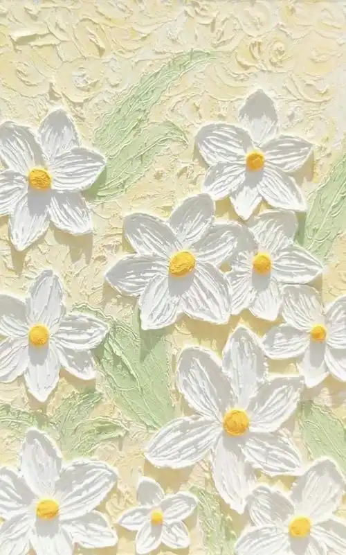 立体感油画小花壁纸,太清新太治愈啦