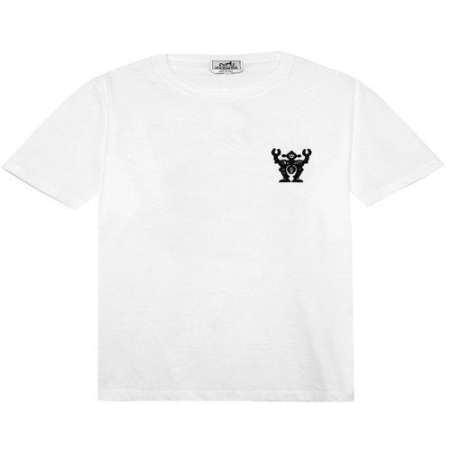 hermes/爱马仕 男士短袖t恤白色印花针织t恤衫 170/84a m 【附品牌