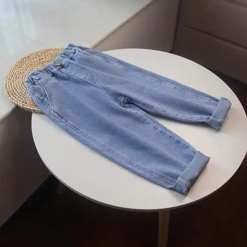 儿童弹力牛仔裤软洋气松紧腰宝宝休闲裤宽松2022年新款男童春秋裤