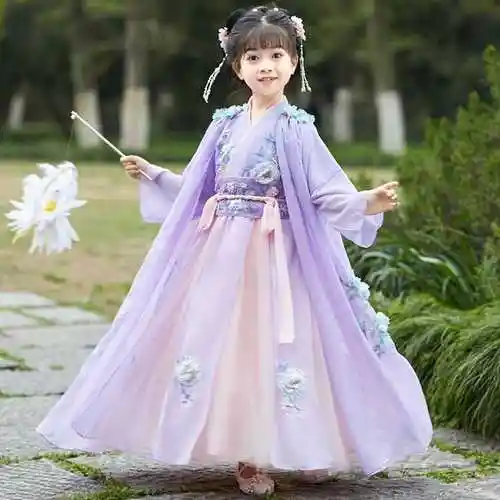 汉服女童夏季古装超仙襦裙儿童古风连衣裙仙气飘逸女孩公主裙薄款