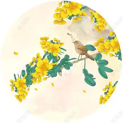 国画古风彩色水彩工笔花鸟png素材古风花鸟元素