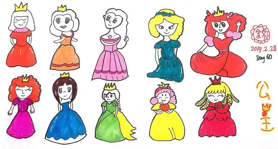 简笔画卡通人物配色