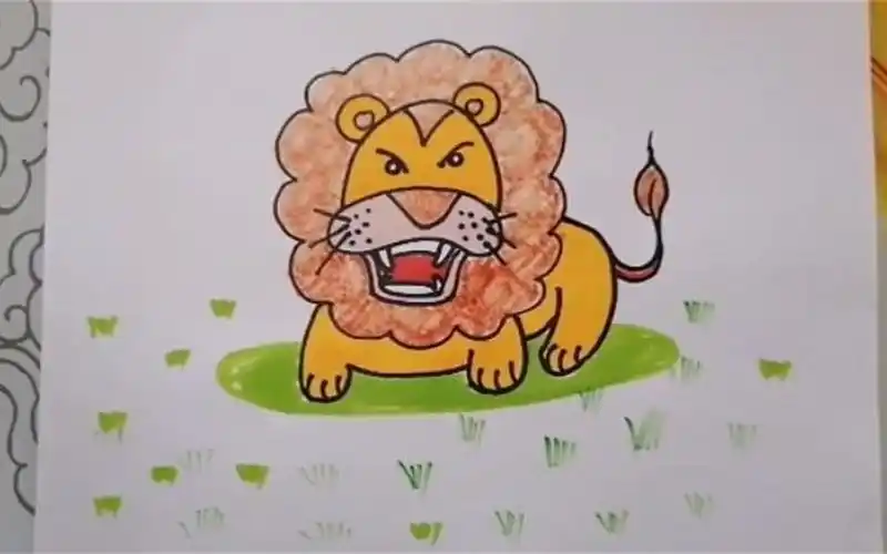 《可爱的狮子王的画法》儿童画