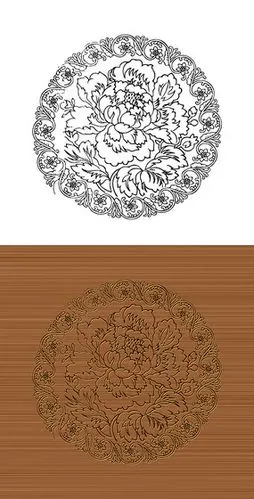 线描图合辑—圆形花纹图案和凤凰