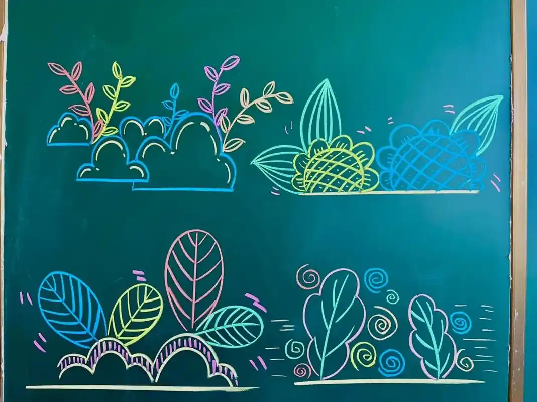 黑板报之小角落图案简单好看.#粉笔画 #黑板报 #黑板画 # - 抖音