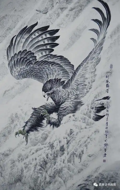 国画鹰浩气凌空天空霸主