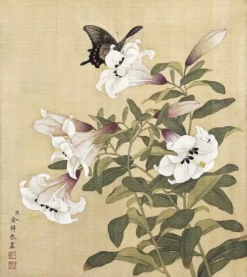 清余稚工笔花卉图十二册上