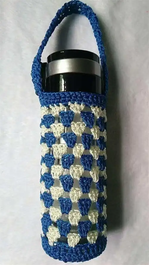 迎新必备保温杯套斜挎可爱毛绒水杯套保护套通用大号毛线钩织纯手工