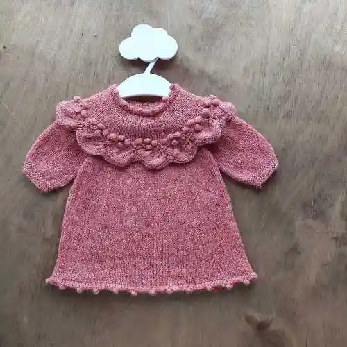 杜如蜜 仿外网棒针婴幼儿育克叶子花边公主裙-编织教程-编织人生