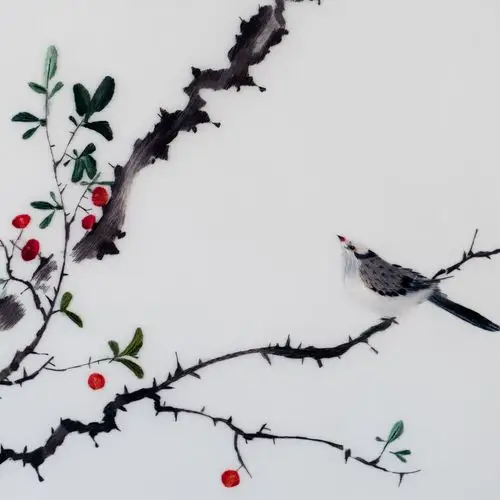 纯手工真丝 精品苏绣挂画《枝头乐》刺绣