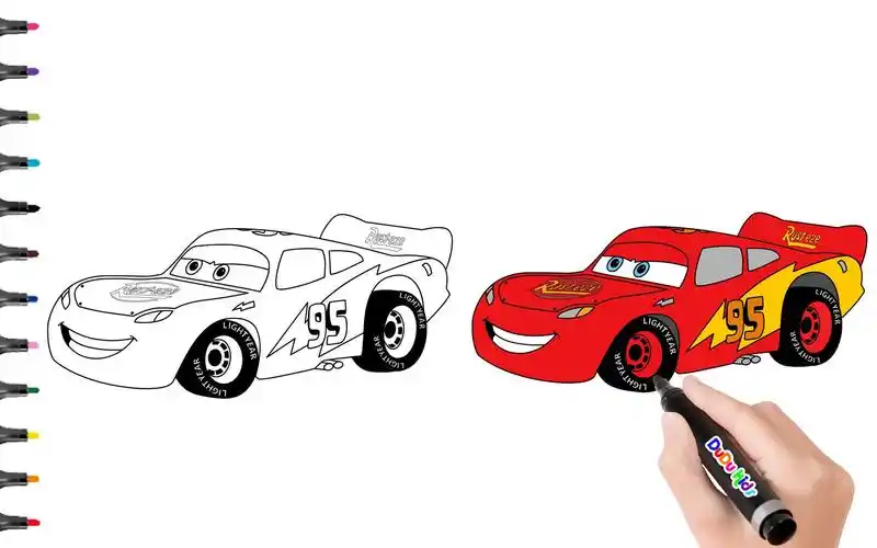 怎样画闪电麦昆简笔画赛车总动员绘画少儿ai美术课程