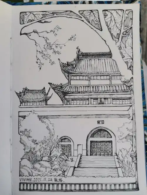 今日份写生~鼓楼公园在鼓楼附近溜达了一整圈,秋日的南京处处充满了小