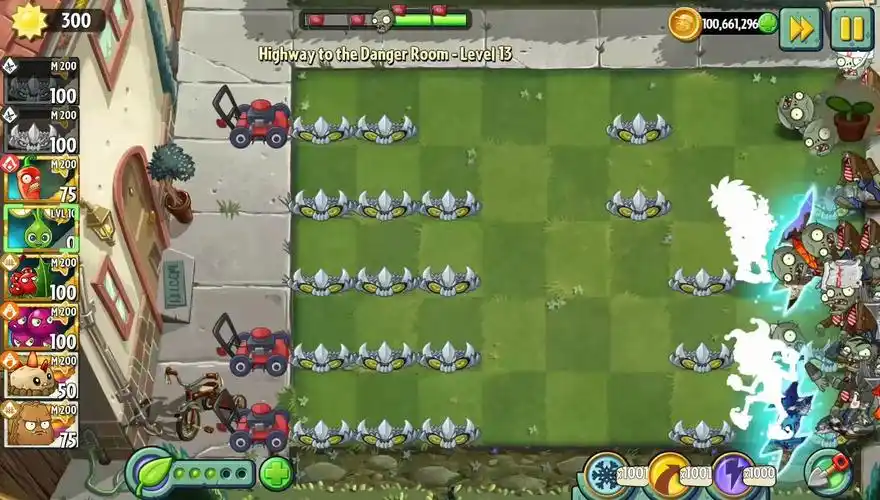 植物大战僵尸2国际版:满级钢地刺连巨人僵尸都可以扎死