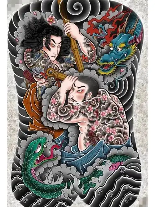 老传统满背线稿