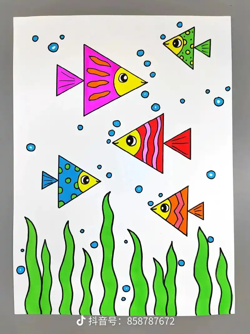 教你画三角形鱼95快过来看看吧 - 抖音