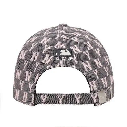 mlb复古老花系列ny满印棒球帽男女帽子可调节弯檐帽