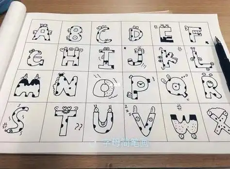 笔画英语韵妈教你简笔画字母画卡通简笔画26个英文字母创意简笔画图片