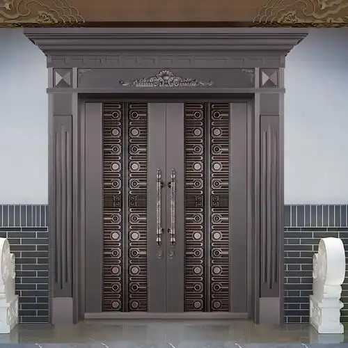 洛阳紫铜经典款纯铜门钢铜门吉祥鲁班尺寸防盗门别墅大门铸铝门