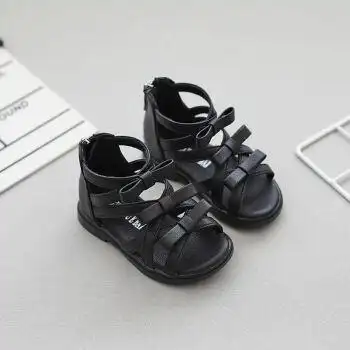 女宝宝罗马凉鞋2022年夏季洋气婴儿软底公主小童女童鞋子黑色17