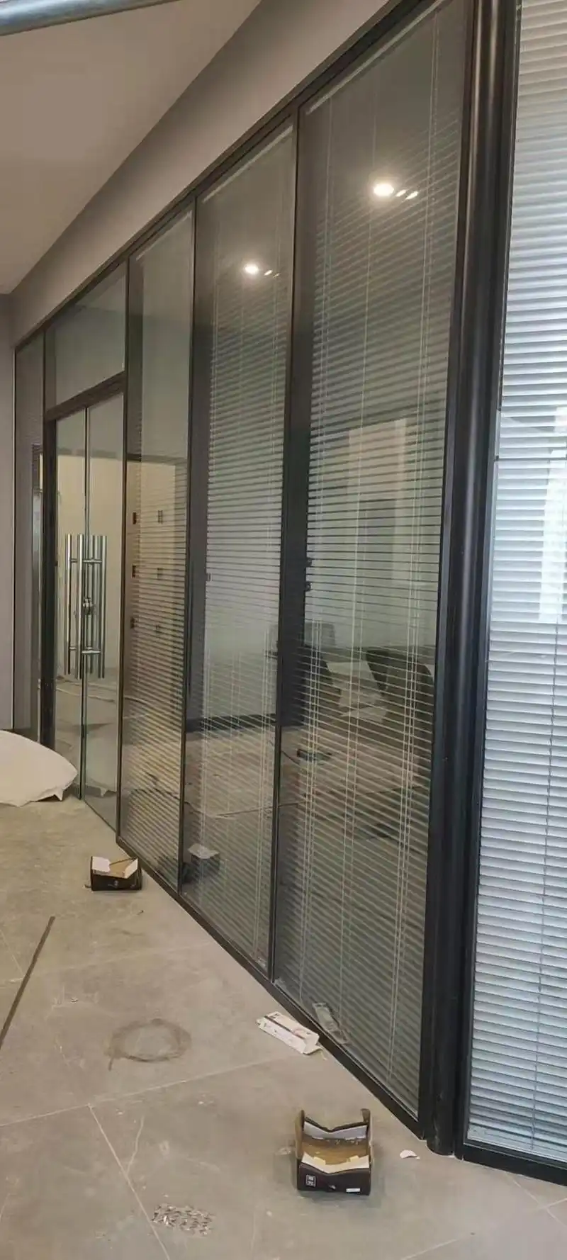 汕头南澳办公室隔断厂家双层玻璃内置百叶窗隔墙价格