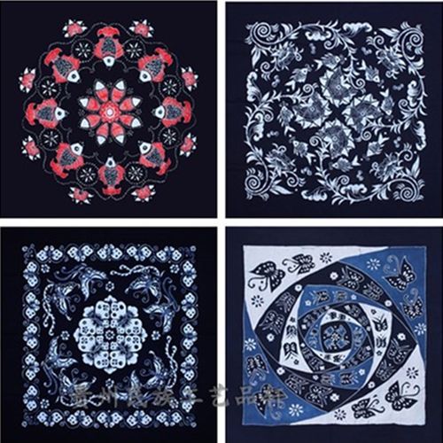 贵州蜡染纯棉方桌布挂布白族扎染民族风装饰画苗族特色工艺品台布