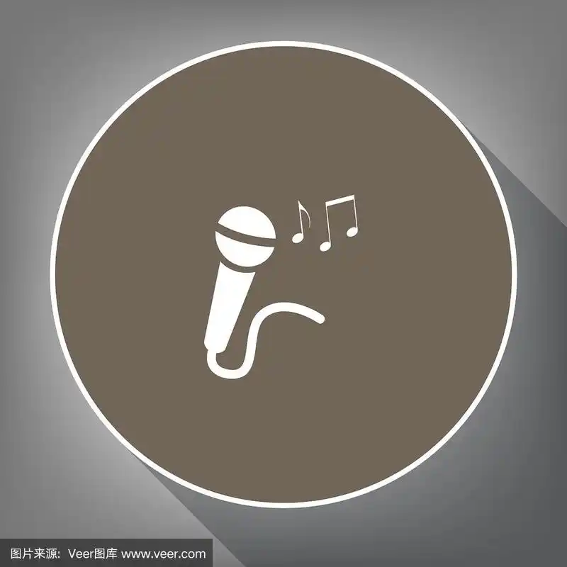 麦克风标志与音乐音符白色