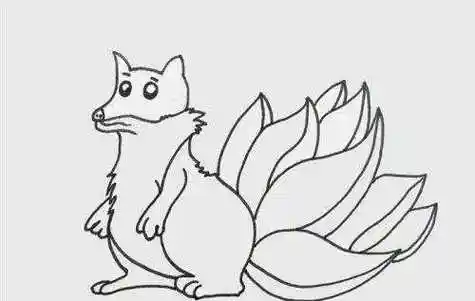 神兽可爱九尾狐简笔画教学步骤 彩色卡通九尾狐简笔画怎么画