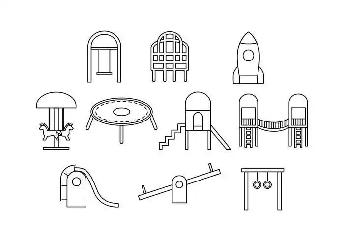 免费游乐场线图标矢量