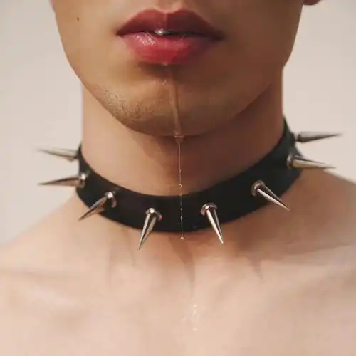 pp男生体育生小狼狗项圈型男1m0s黑色尖铆钉颈环情侣女母狗项圈颈