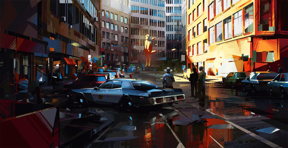 犀利的风格利落的色块micha00sawtyruk场景插画作品