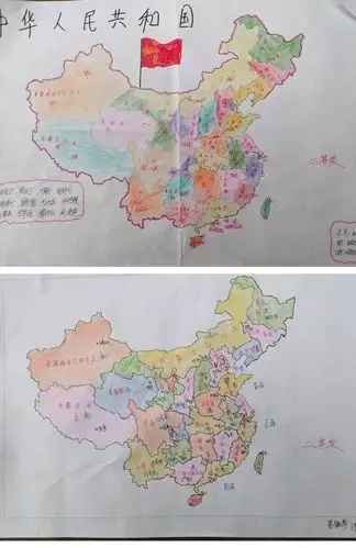 党旗下的文明实践活动] 渌田中学文综组八年级"画中国政区图"活动
