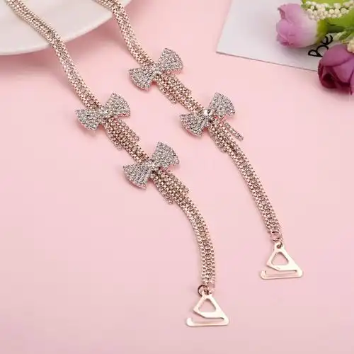 轻奢新款肩带手链隐形夏防滑文胸带子女珍珠水钻内衣带一字领美背百搭