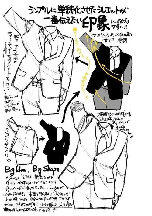 西装绘制参考,by 画师砂糖ふくろう不同风格/造型男生线稿合辑97