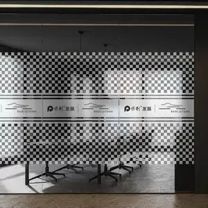 公司办公室防撞条隔断玻璃贴膜透明镂空uv彩印腰线tb07863462448