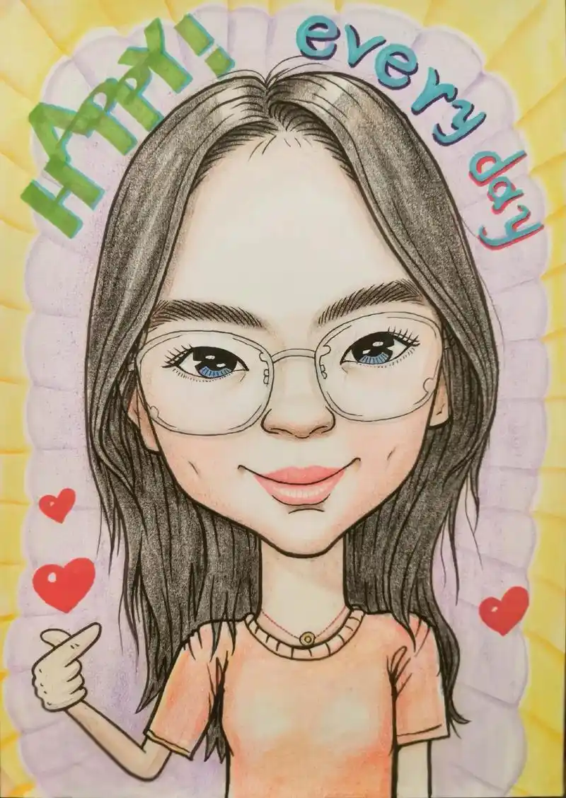 小美女一枚#似颜绘 #人物肖像漫画 #原创手绘 - 抖音