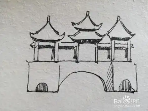 儿童简笔画五亭桥