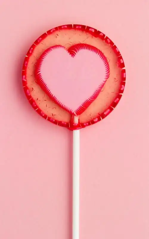爱心棒棒糖粉色背景好看的手机壁纸图片