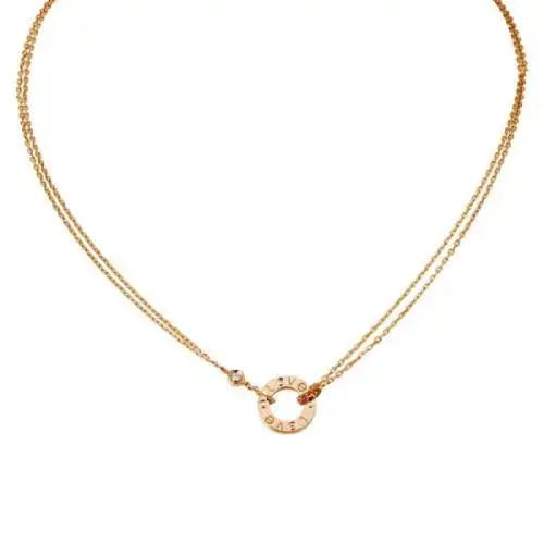 cartier卡地亚经典love18k金玫瑰金钻石项链镶嵌2颗钻石b7224509