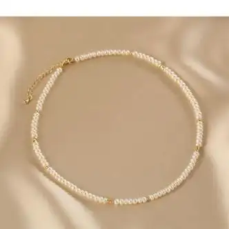 knriquen法式复古双层叠戴巴洛克珍珠项链女轻奢小众颈链小米珠锁骨b