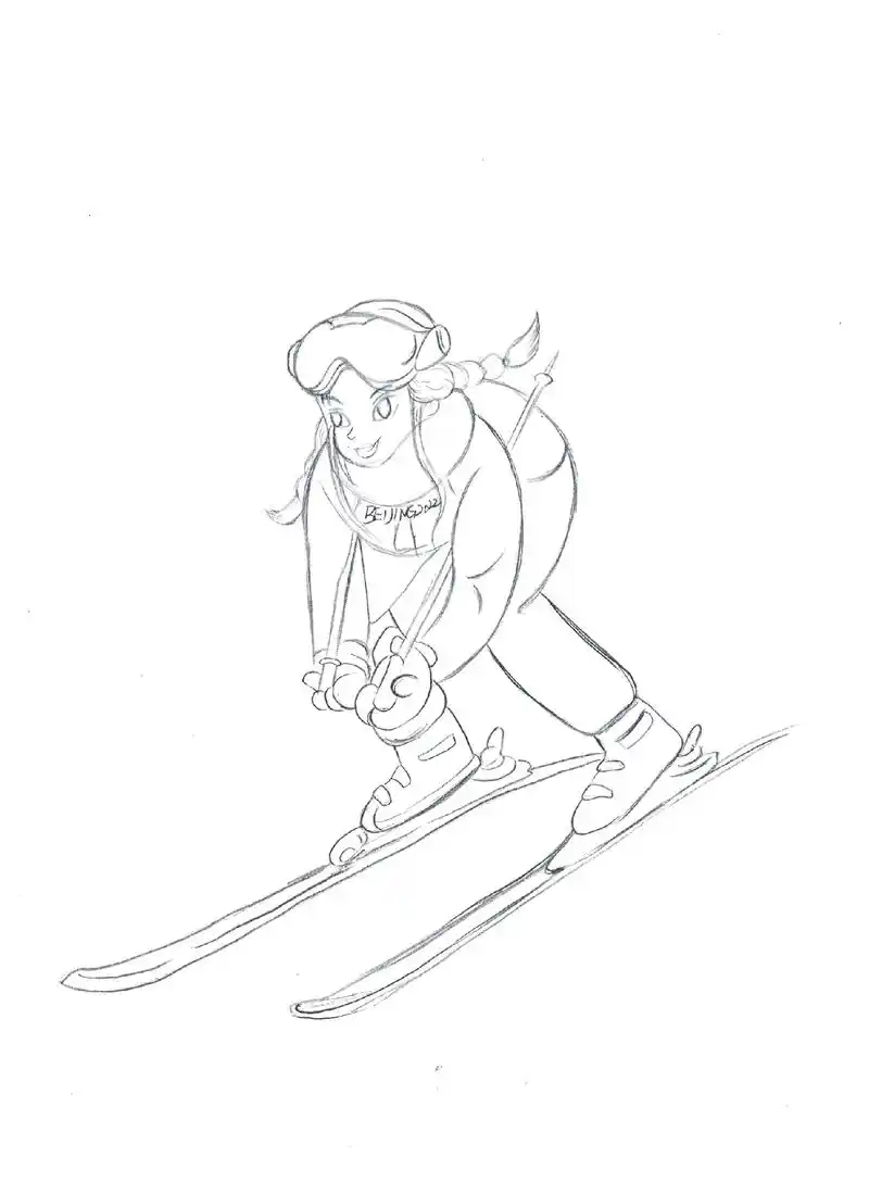 滑雪冠军#谷爱凌 马克笔手绘冬奥主题画,全民冬季运动,一起向 - 抖音