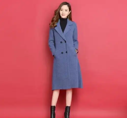 雾霾蓝毛呢大衣,清新淡雅更高贵,让你轻轻松松穿出女神范儿!