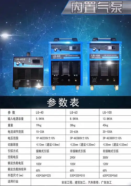劲峰内置气泵等离子切割机,lg-70ds,220v/380v,切割厚度15mm,配割枪带