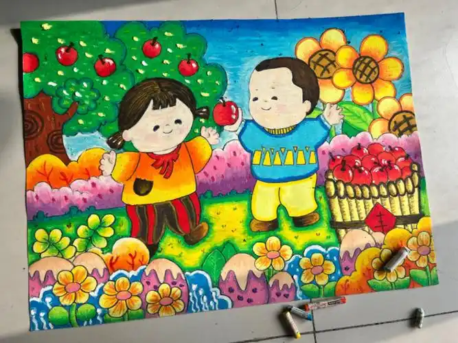 丰收的果园幼儿简笔画